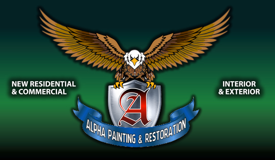 Alpha Painting & Restoration business card with Wichita phone number (316) 832-8460
